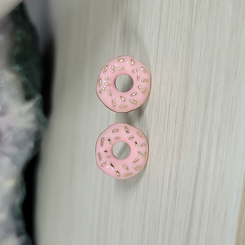Frosted Donut Stud Earrings - Picture 1 of 6